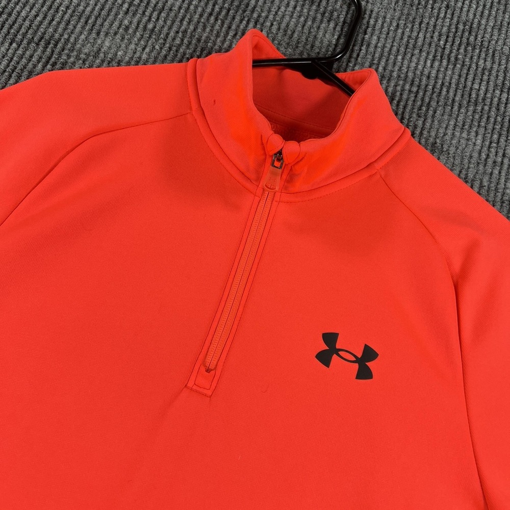 Under Armour Pullover Mens‎ Medium Pink Quarter Zip Fleece Mock Neck Loose Fit